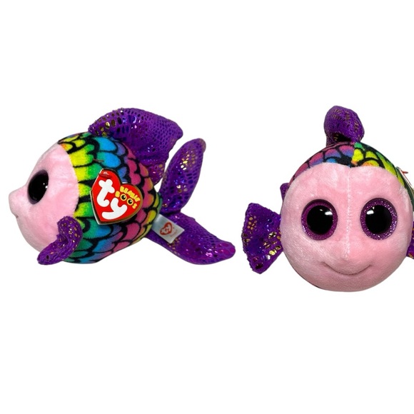 Ty Plush Fish Toy with Pink and Purple - Picture 3 of 12